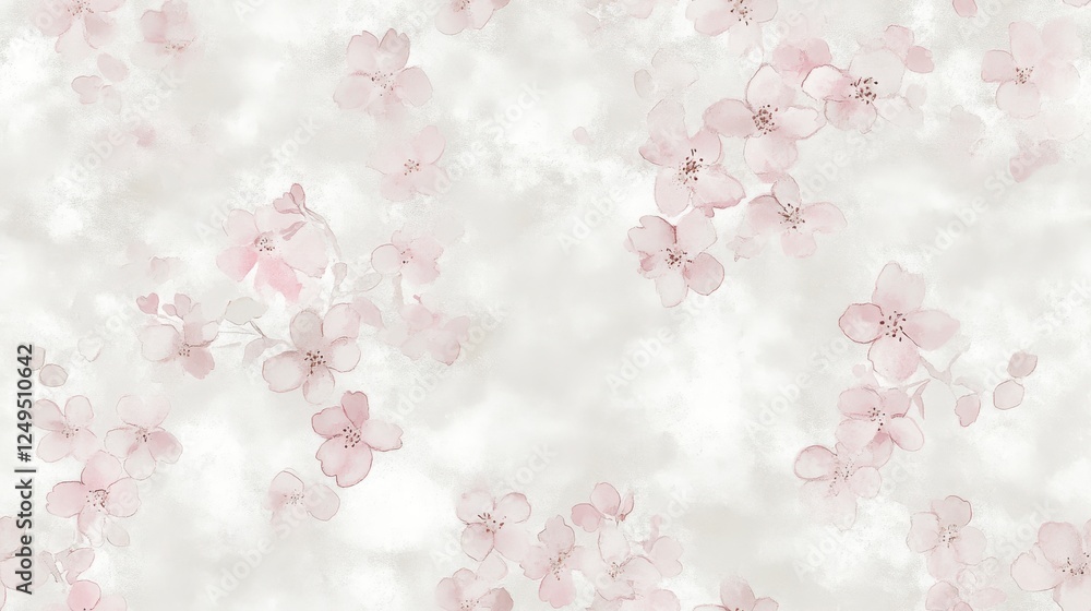 Floral Pattern On Light Background With Pink Flowers and Subtle Grey Tones With Abstract Design Elements. With Soft Pastel Colors And Vintage Decorative Pattern. Seamless Texture For Backgrounds Floral Pattern On Light Background With Pink Flowers and Subtle Grey Tones With Abstract Design Elements. With Soft Pastel Colors And Vintage Decorative Pattern. Seamless Texture For Backgrounds