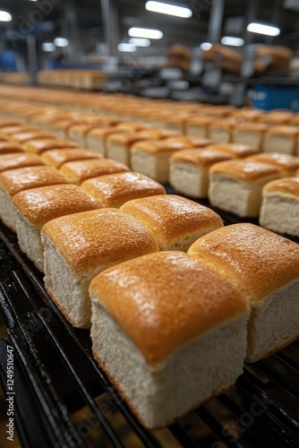 Wallpaper Mural Freshly Baked Soft Bread Rolls on Cooling Racks in a Bustling Bakery Torontodigital.ca