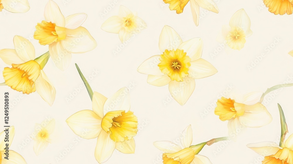 Floral Seamless Pattern With Daffodils Floral Seamless Pattern With Daffodils