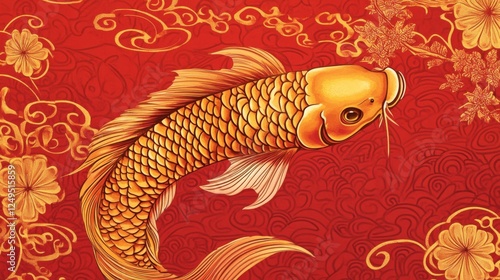 Golden koi carp fish tranquil pond artwork serene environment close-up graceful nature photo