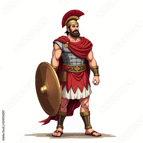 Ancient rome characters. Historic roman greek people greece civilization, gladiator auxiliary soldier caesar emperor hierarchy aristocrat in toga, recent vector illustration of ancient character greek