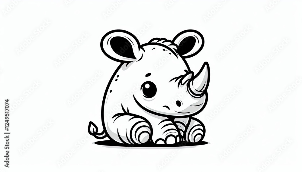 Adorable rhino cartoon illustration on a clean background for kids Adorable rhino cartoon illustration on a clean background for kids