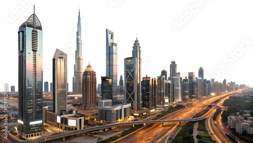 City skyline on transparent background