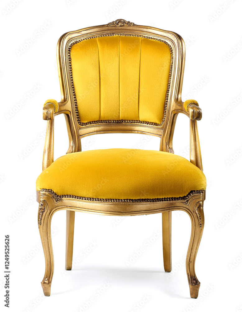 Fototapeta premium ビンテージの黄色の椅子。白背景。（vintage yellow chair on white background） 
