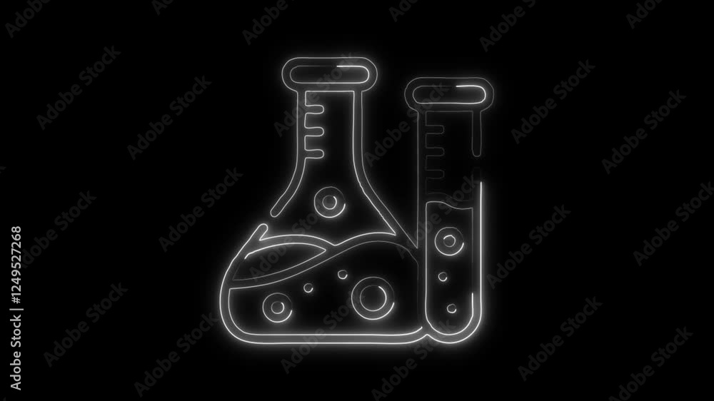 Glowing neon Flask icon isolated on black background. HD Video motion graphic animation Glowing neon Flask icon isolated on black background. HD Video motion graphic animation