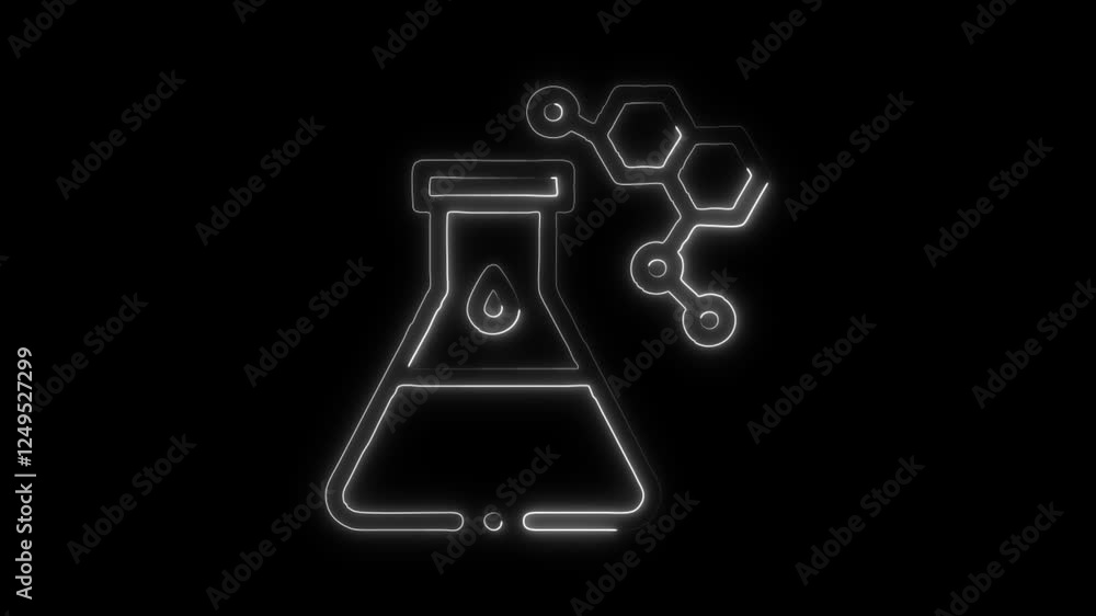 Glowing neon Flask icon isolated on black background. HD Video motion graphic animation Glowing neon Flask icon isolated on black background. HD Video motion graphic animation