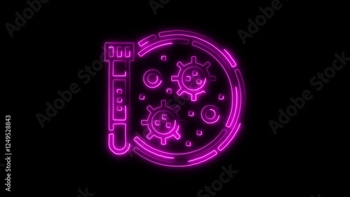 Glowing neon Virus icon isolated on black background. HD Video motion graphic animation photo