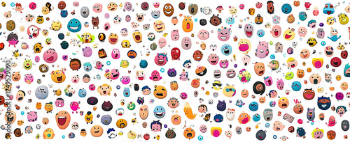 Wallpaper Mural Emoticons collection cute colors realistic shadows isolated on white background PNG.AI GENERATED Torontodigital.ca