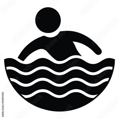 A swimmer icon in a pool black silhouette vector.