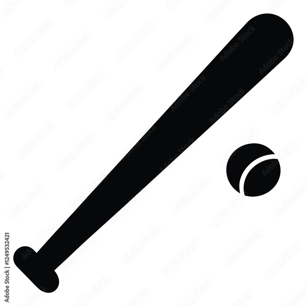 A baseball bat and ball icon black silhouette vector.