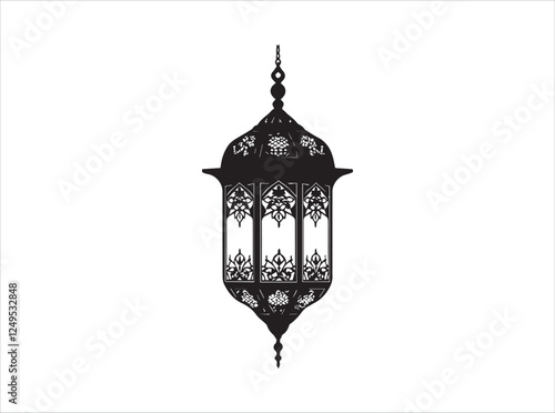 "Hanging Lantern Silhouette Casting a Warm Evening Glow for a Cozy and Serene Ambiance"