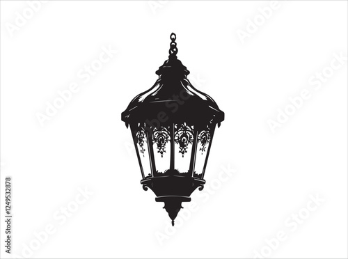 "Hanging Lantern Silhouette Casting a Warm Evening Glow for a Cozy and Serene Ambiance"