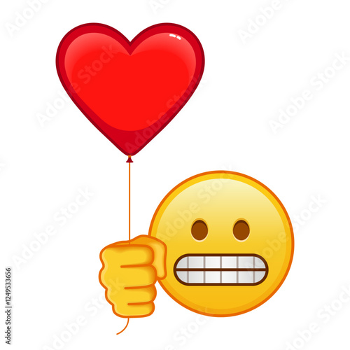 Grimace on the face with red heart baloon Large size of yellow emoji smile