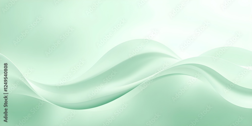 Fototapeta premium Light green curved waves background wallpaper.