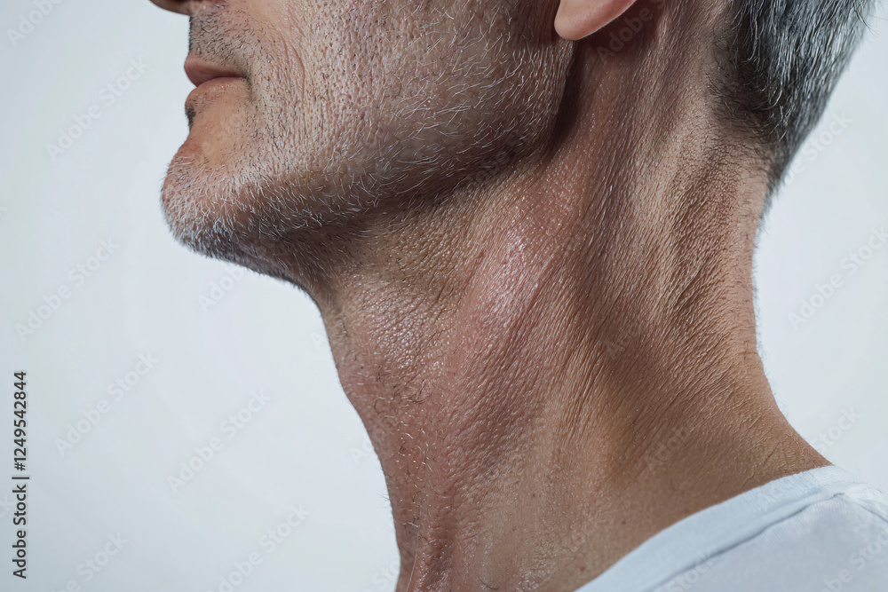 Obraz premium aged male neck close-up showing sun damage