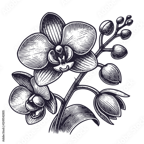 Hand-Drawn Orchid Flower Illustration