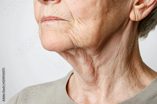 aging neck creases extreme close-up photo