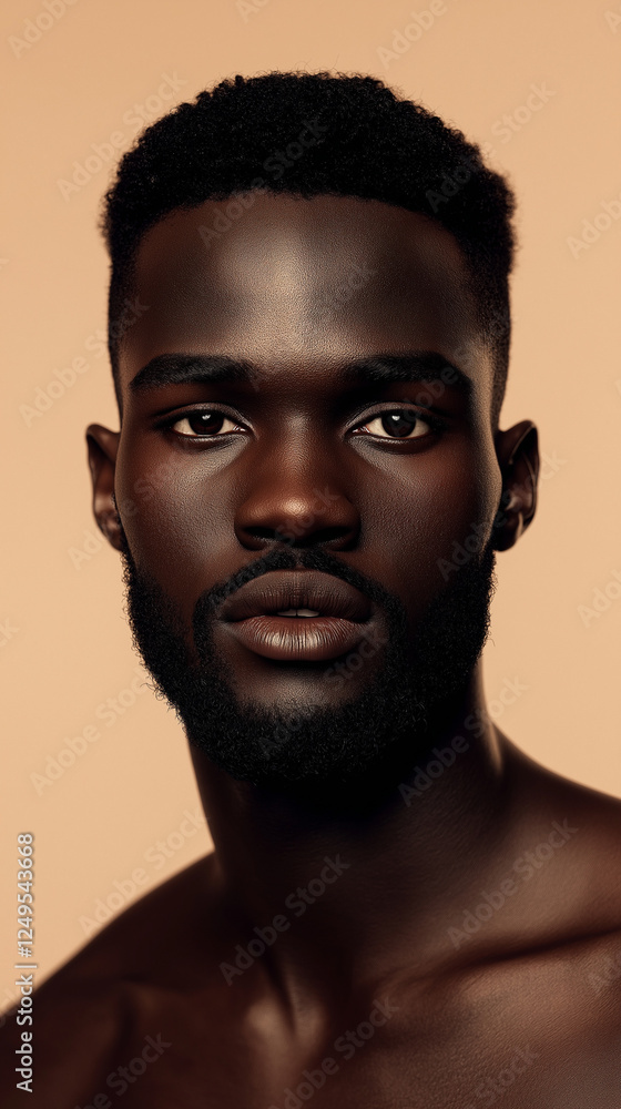 Portrait of young african male with short hair against neutral background Portrait of young african male with short hair against neutral background
