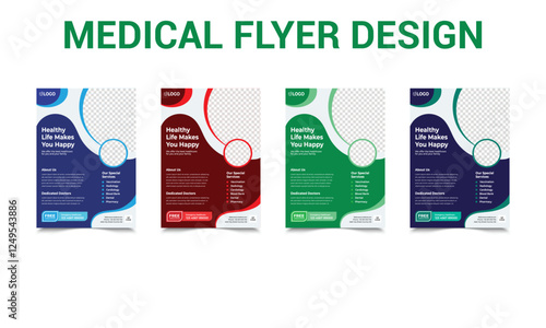 Healthcare, Medical pharmacy flyer, poster.
Corporate medical flyer design
Modern medical and clinic flyer design, layout, leaflets decoration for printing and presentation vector, cover a4 template.
