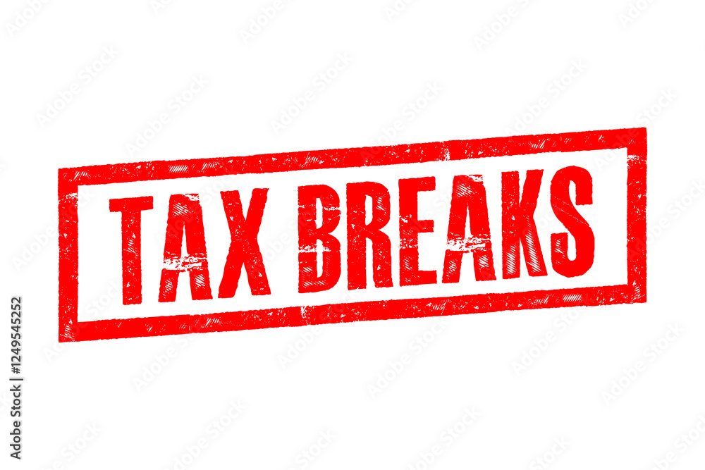 Red “Tax Breaks” stamp with a grunge texture on a white background, ideal for financial and business-related projects. Red “Tax Breaks” stamp with a grunge texture on a white background, ideal for financial and business-related projects.