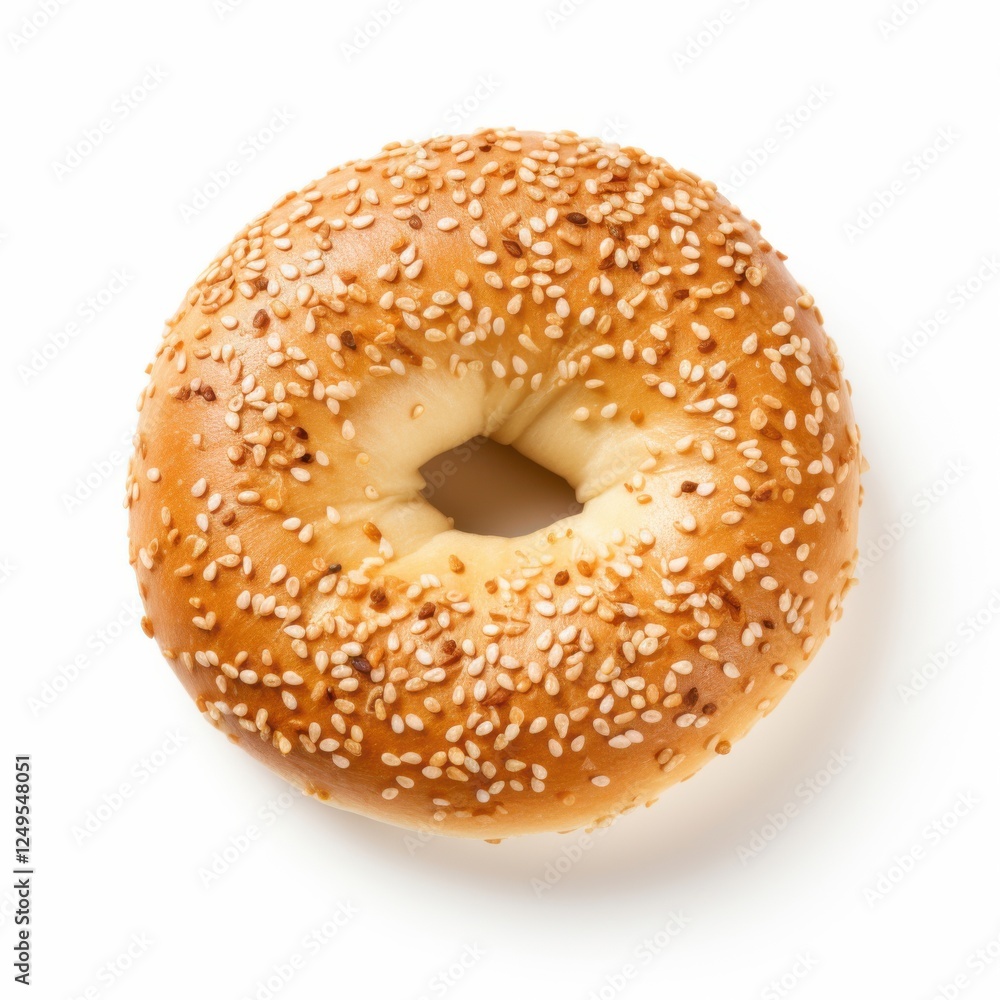 A round bagel with a hole in the center, topped with a mix of seeds, showcasing its golden crust and artisanal texture. Perfect for bakery, food, or breakfast-themed projects. A round bagel with a hole in the center, topped with a mix of seeds, showcasing its golden crust and artisanal texture. Perfect for bakery, food, or breakfast-themed projects.