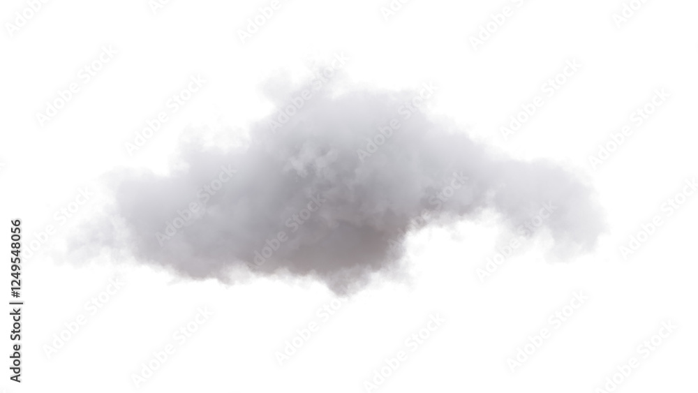 Cloud isolated on white, transparent. Soft fluffy cloud
