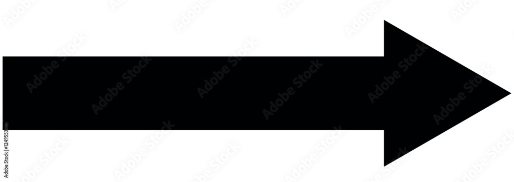 Black arrow icon. Black large arrow pointing right. Bold long arrow. Vector illustration. Black arrow icon. Black large arrow pointing right. Bold long arrow. Vector illustration.