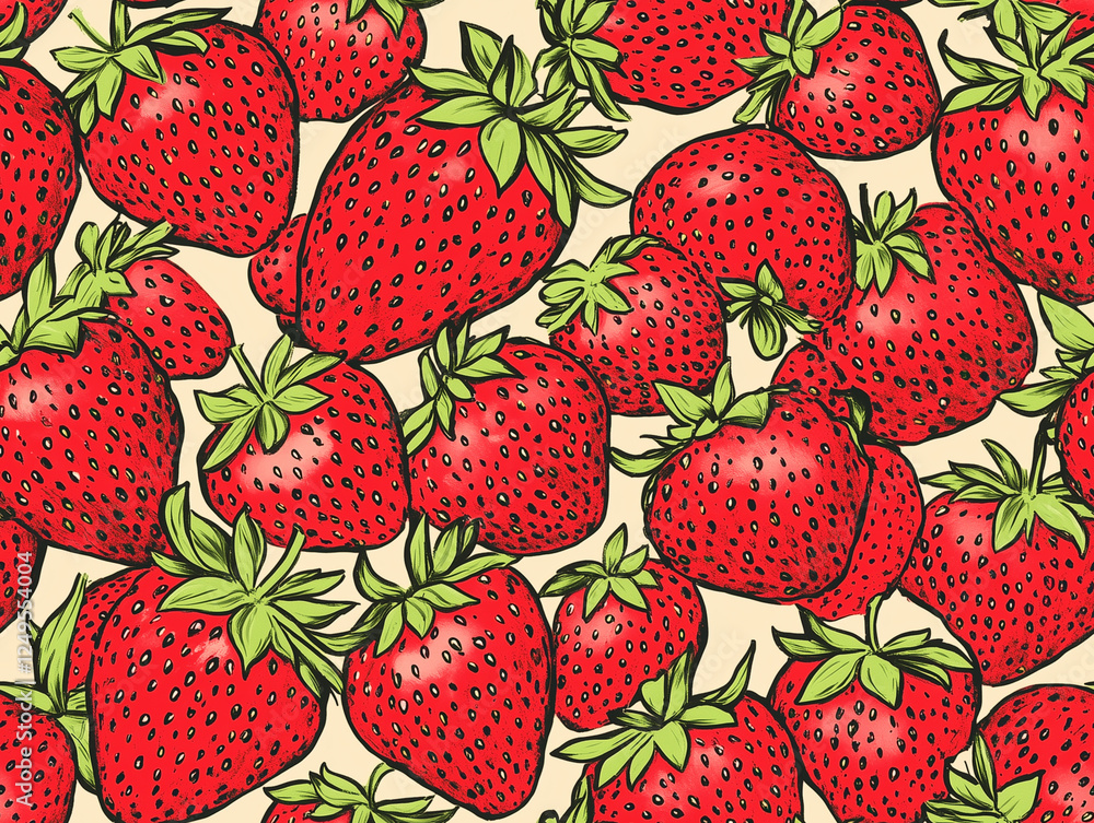 Strawberry illustration seamless pattern Strawberry illustration seamless pattern