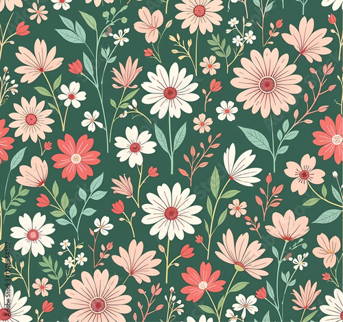 Wallpaper Mural seamless pattern with flowers Torontodigital.ca