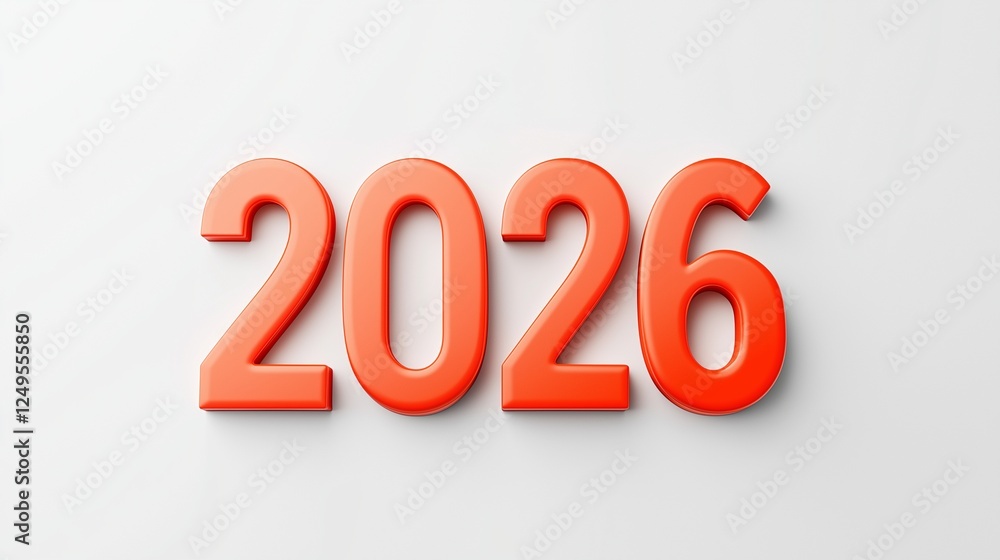 text 2026 3d style isolated on background, New Year text 2026 3d style isolated on background, New Year