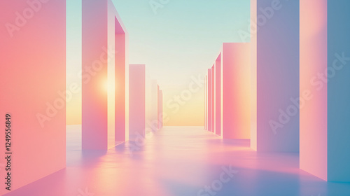 Wallpaper Mural A bright pink and blue abstract cityscape with a lot of lights and a lot of buildings Torontodigital.ca