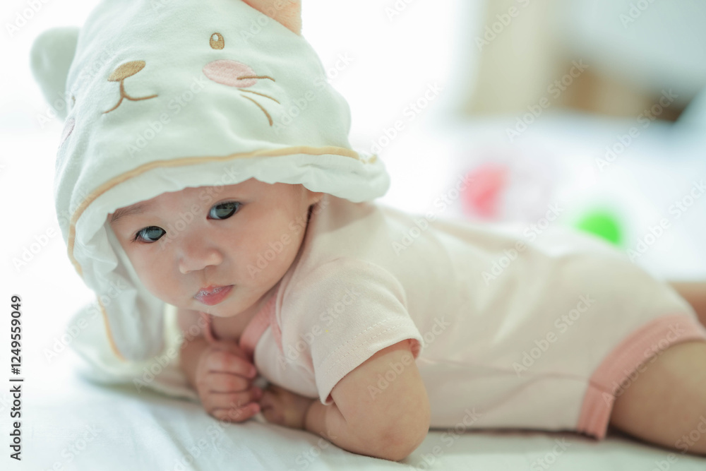 Cute little boy with bunny hat. Cute little boy with bunny hat.