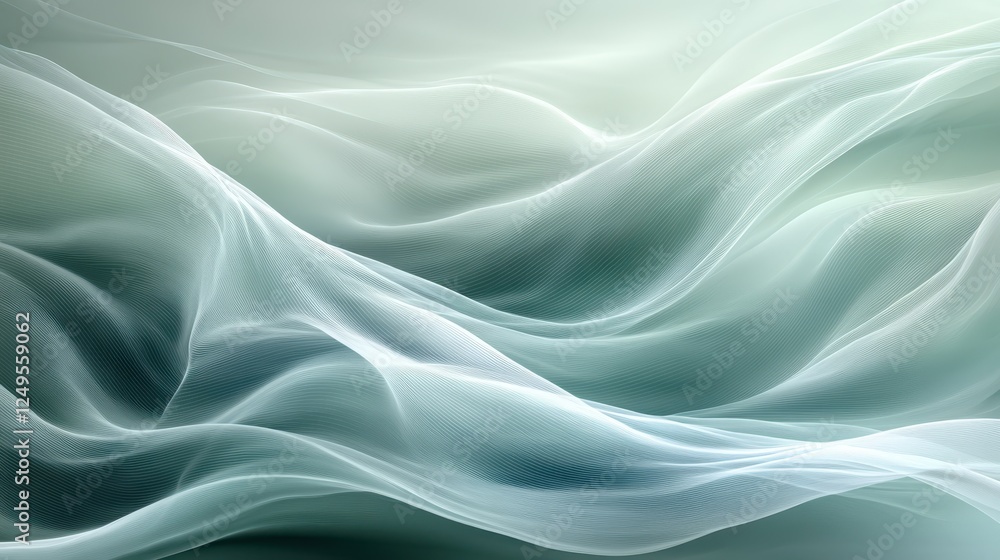 Abstract teal waves, flowing fabric background, design element Abstract teal waves, flowing fabric background, design element