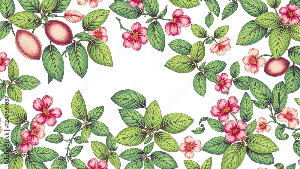 Obraz premium Nostalgic Easter Greetings: A Vintage Basil-Adorned Card