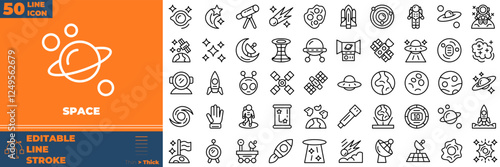 Space Line Line Editable Icons set