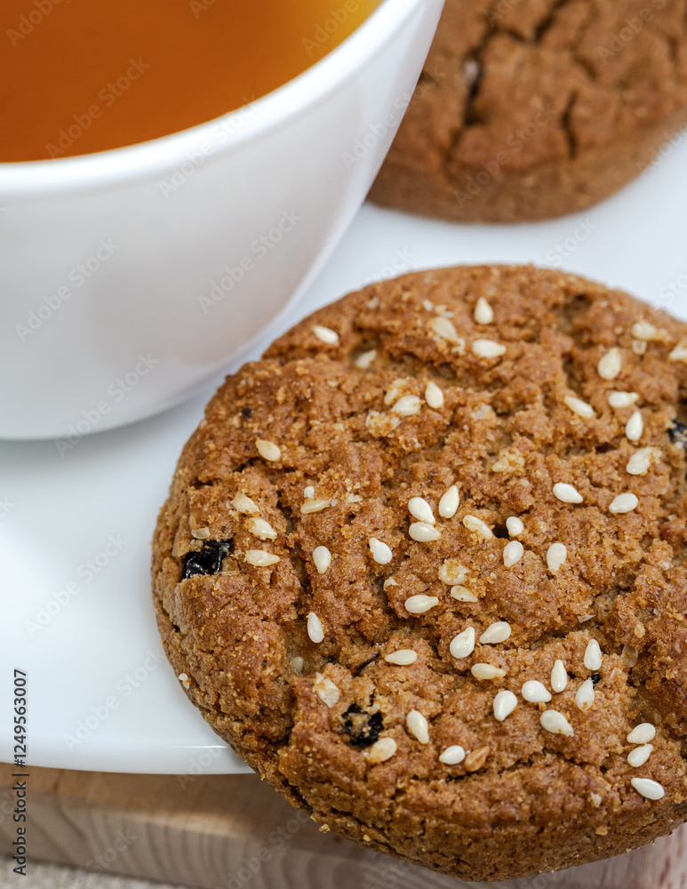 Chocolate chip cookies with a cup of tea Chocolate chip cookies with a cup of tea