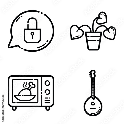 Essential Flat Icon Set Isolated On White Background