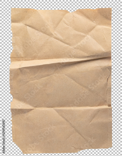 Recycled paper, Vintage Wrinkled Brown Paper Texture for Backgrounds on transparent background, png, psd
