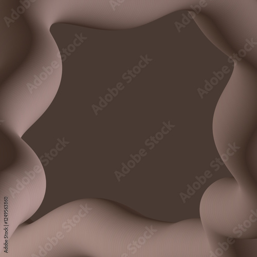 A frame with smooth, wavy edges and rounded shapes. Soft shadows and gradient transitions. Light shades and softened borders. Vector graphics 3D.