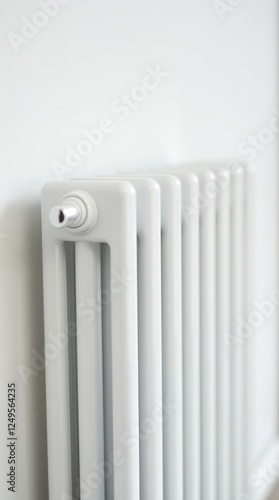 Wallpaper Mural Close-Up Image of a Classic White Cast Iron Radiator on Minimalist Wall Torontodigital.ca