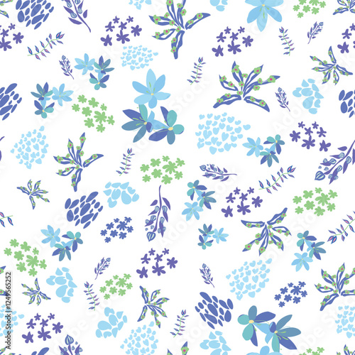 Vector Blue botanical Surface Pattern Seamless pattern