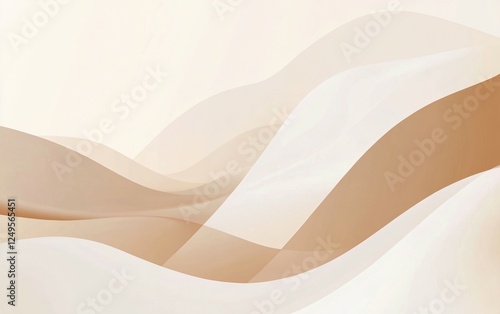 abstract design, smooth flowing overlapping curves in shades of beige, mocha mousse, light brown, banner with copy space. minimalist elegant background. presentation, minimalist home decor concept
