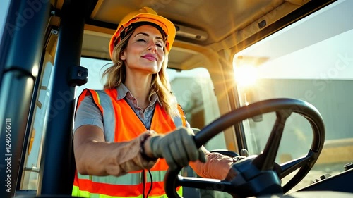 Empowered Woman Operator, Leading the Way in Construction Engineering Job
