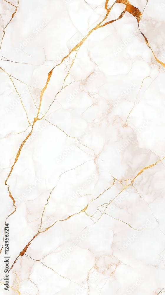 Fototapeta premium Elegant white marble texture with golden veins, perfect for backgrounds and design projects.