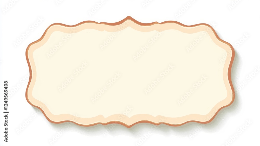 Decorative empty label with scalloped edges in a soft color on a white background for various uses Decorative empty label with scalloped edges in a soft color on a white background for various uses