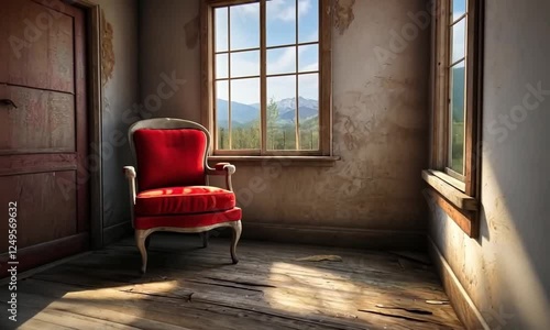 Wallpaper Mural vintage red chair in solitude  Torontodigital.ca