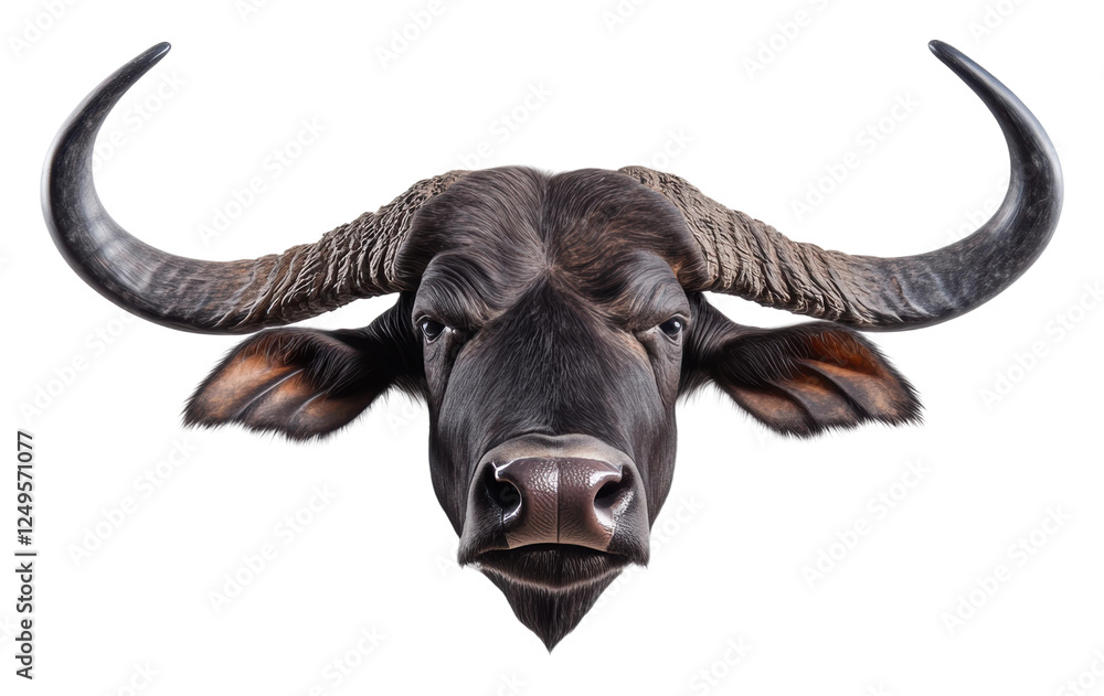 Naklejka premium Buffalo head with horns on clear BG