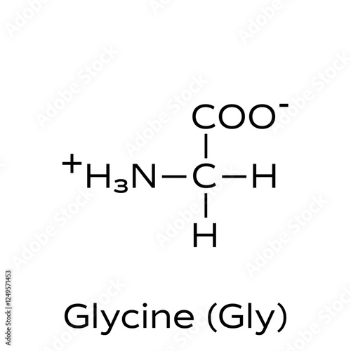 Glycine, a non-essential amino acid. Structure of glycine. Vector illustration on isolated background.