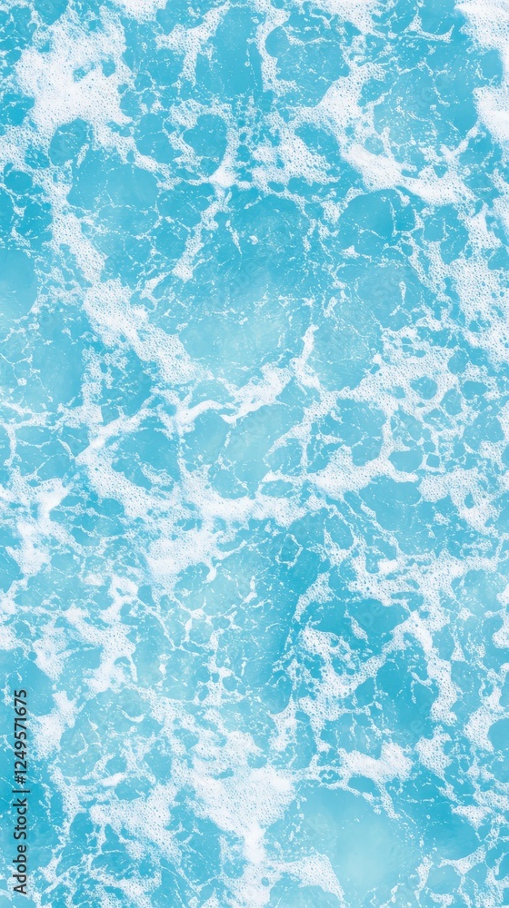 Fototapeta premium Bright blue water with frothy white waves, creating a vibrant and refreshing oceanic texture that evokes a sense of calm and serenity.