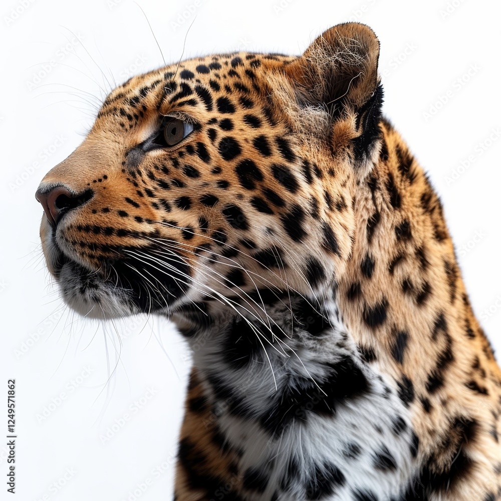 Graceful leopard against a crisp white backdrop a stunning visual representation of nature Graceful leopard against a crisp white backdrop a stunning visual representation of nature